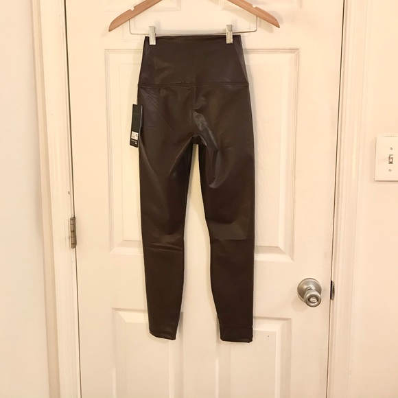 Dark Cherry Leatherette Leggings - Picture 7 of 9